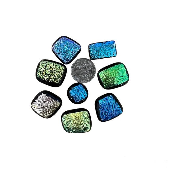 Dichroic Glass Cabochons - Lot of 8 - Picture 3 of 6